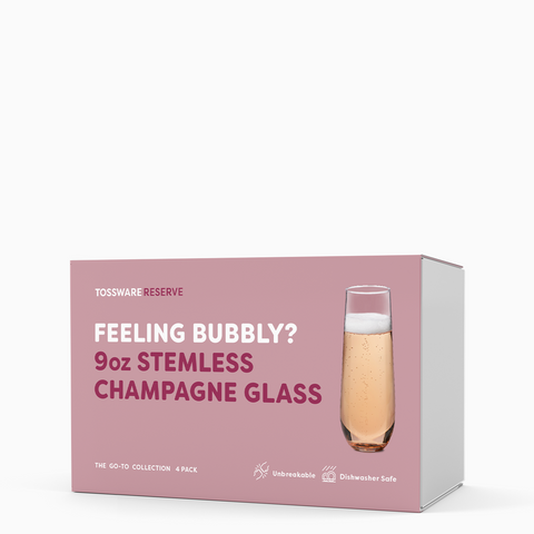 Tossware Reserve Tritan Copolyester Stemless Champagne Flutes, Set