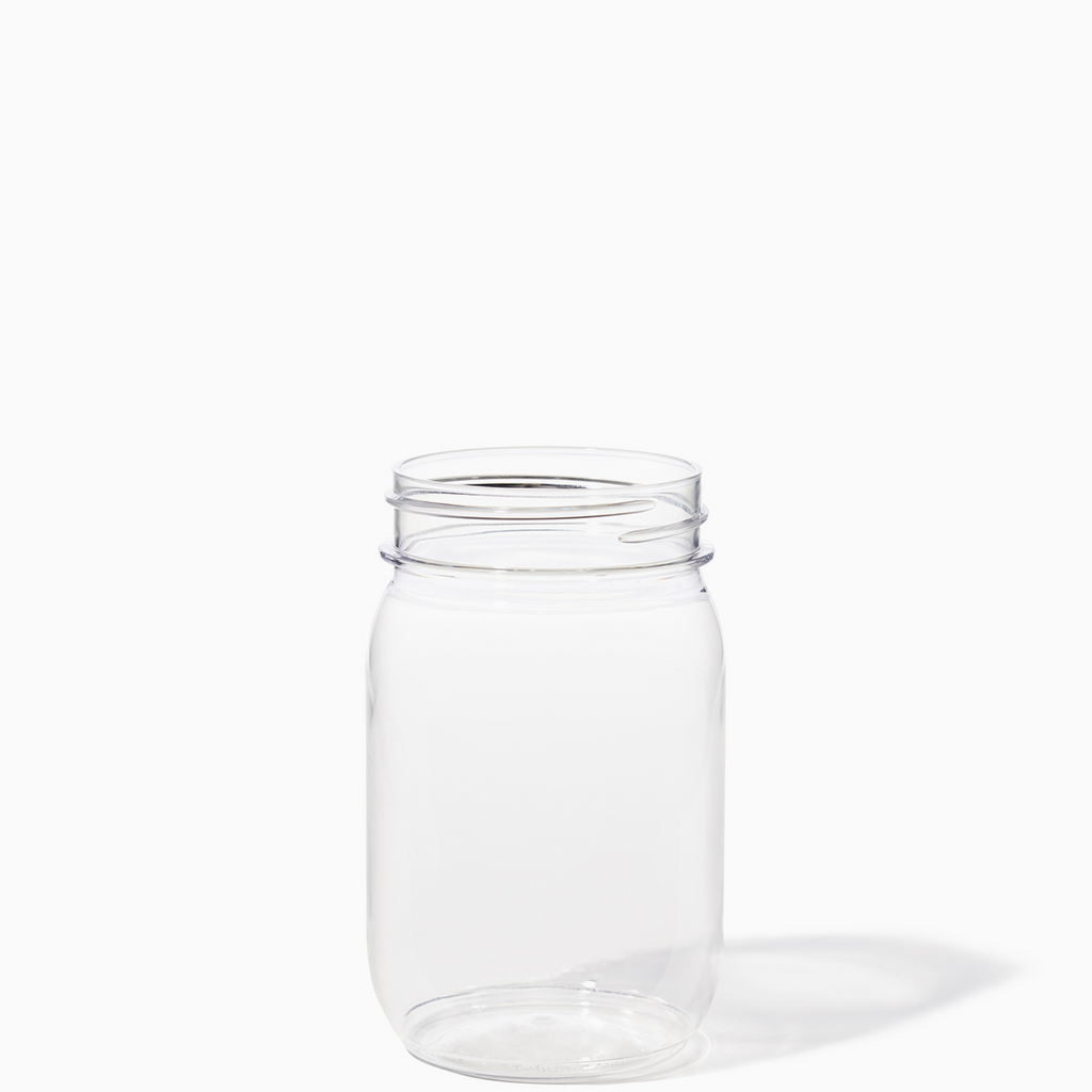 Tall Clear Glass Jar with White Lid, 16 oz